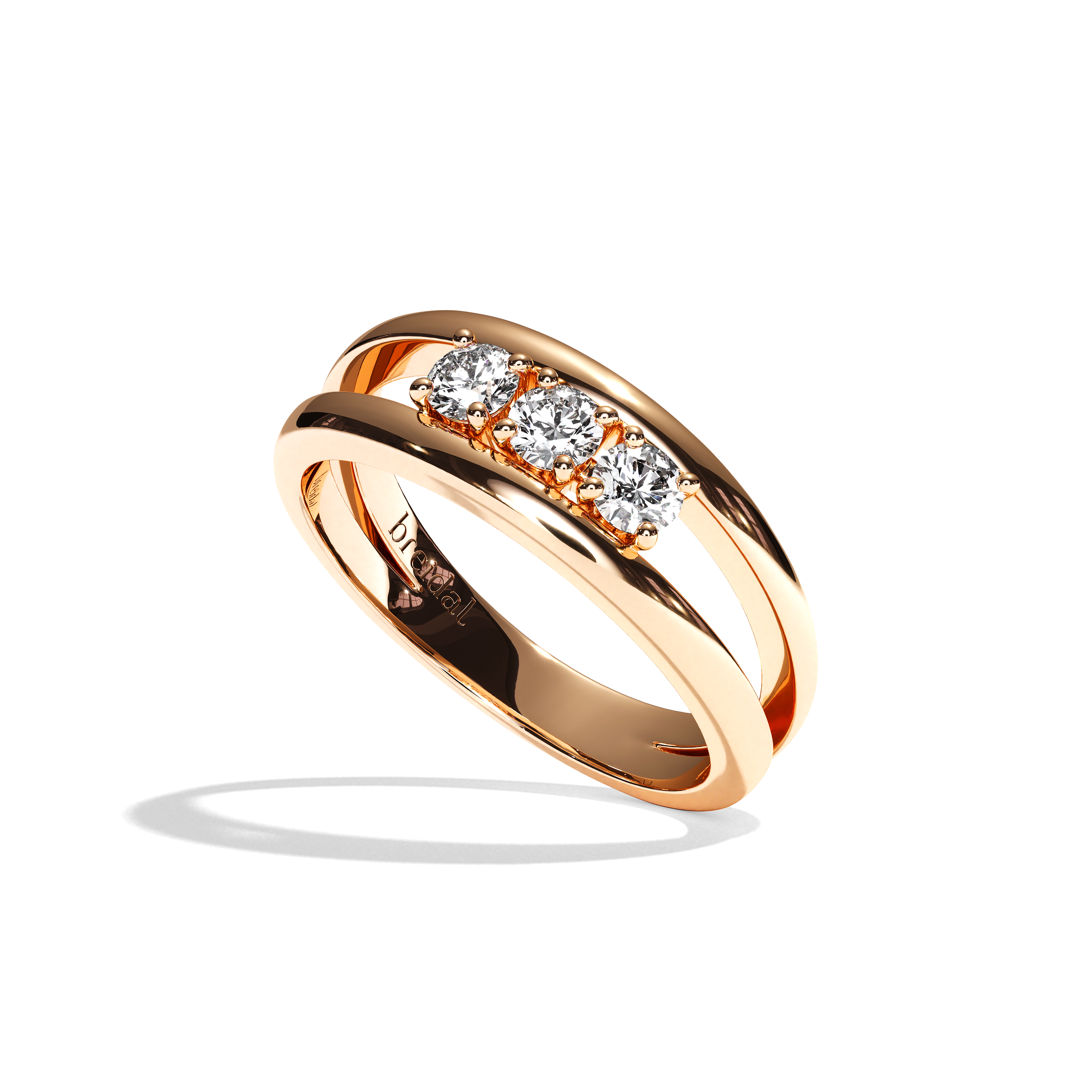 Bague de Fiançailles Pavée Solitaire Trilogie Femme Diamant Rond