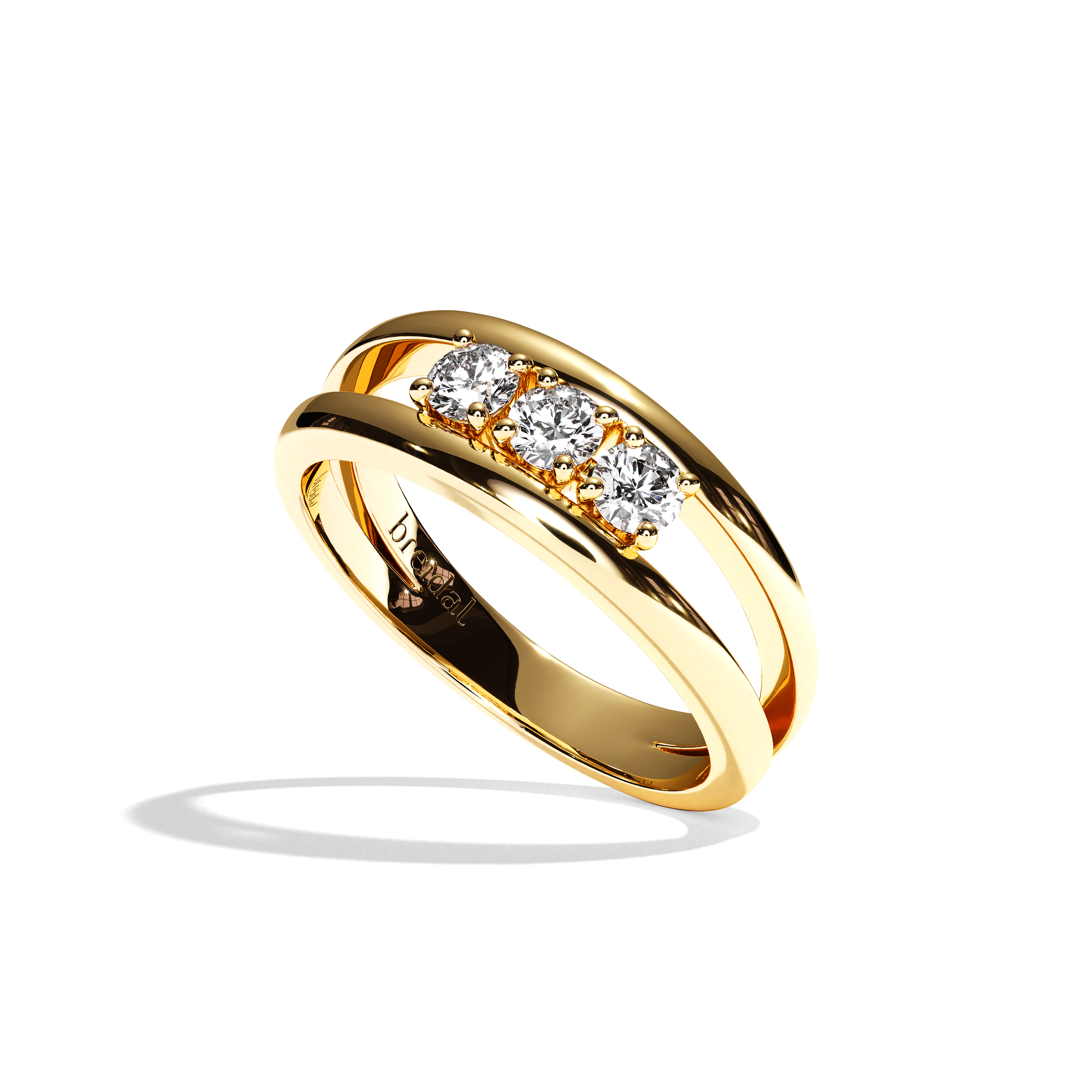 Bague de Fiançailles Pavée - Solitaire Trilogie Femme Diamant Rond -  La Tolérante