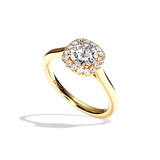Bague de Fiançailles Pavée - Solitaire Diamant Rond - Simple Entourage- L'Envoûtante
