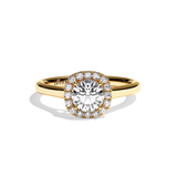 Bague de Fiançailles Pavée - Solitaire Diamant Rond - Simple Entourage- L'Envoûtante
