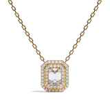 Collier Diamant Taille Emeraude - Double Entourage - La Discrète
