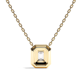Collier Diamant Taille Emeraude - Double Entourage - La Discrète