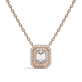 Collier Diamant Taille Emeraude - Double Entourage - La Discrète