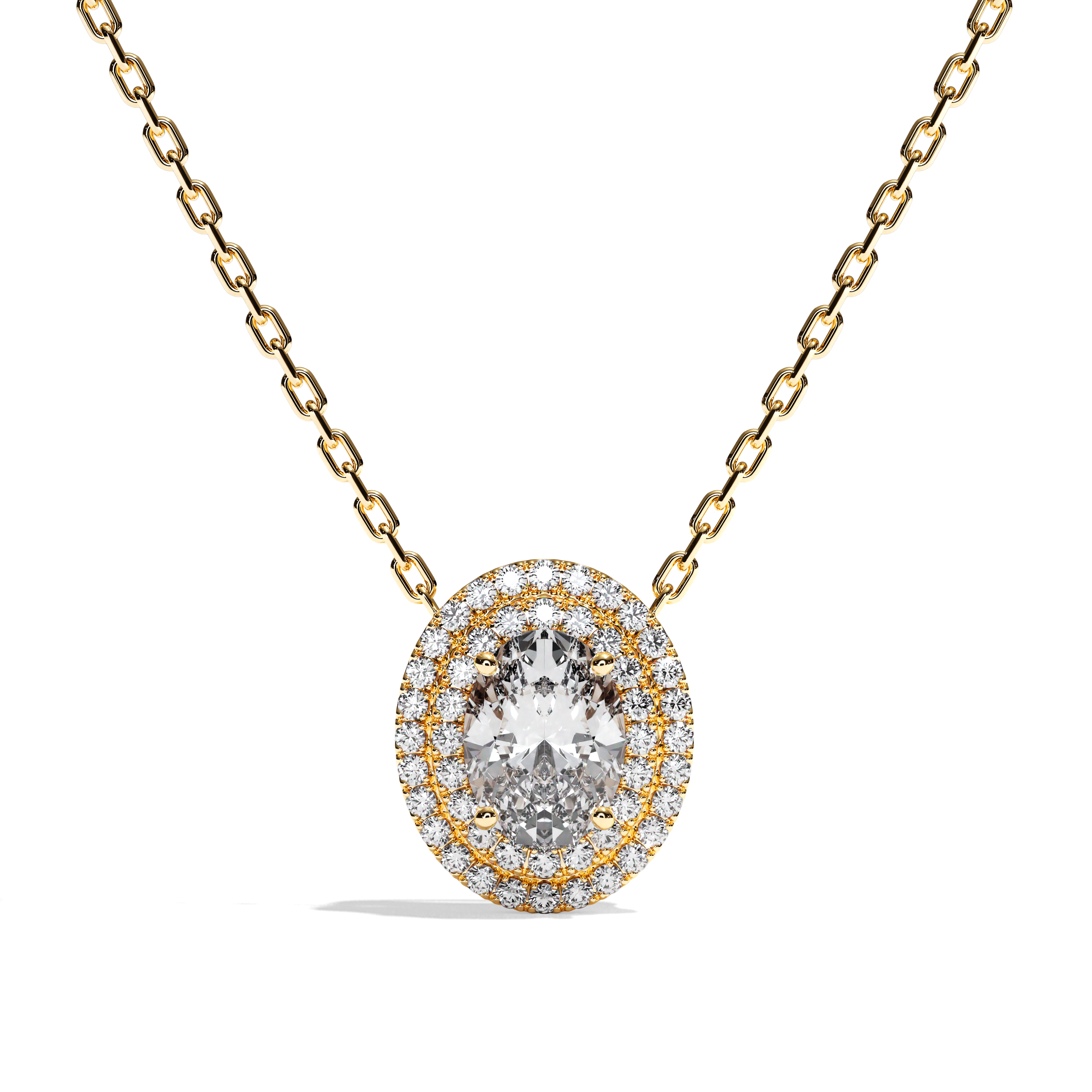 Collier Diamant Oval - Double Entourage -  La Remarquable