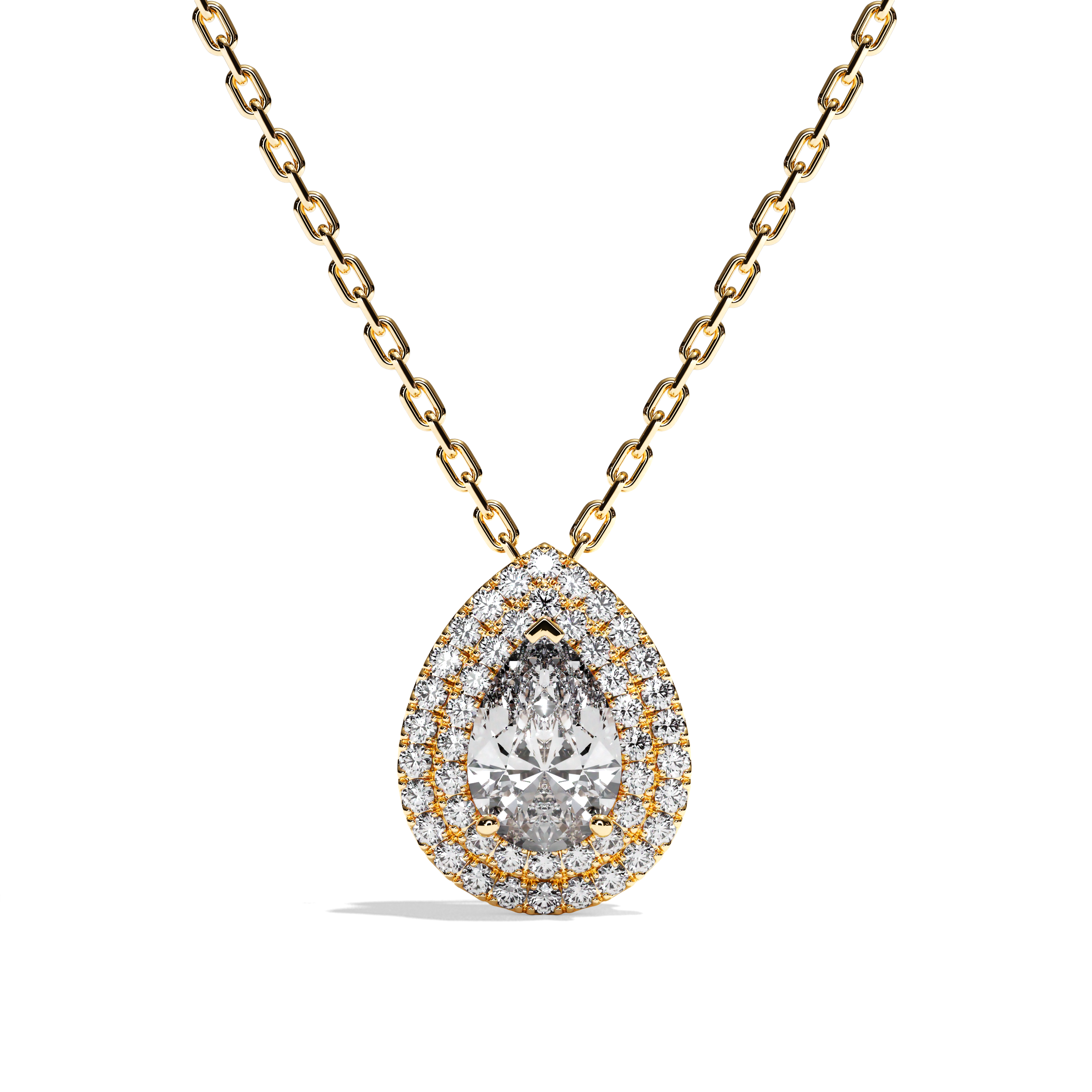 Collier Diamant Poire - Double Entourage - La Sensationnelle