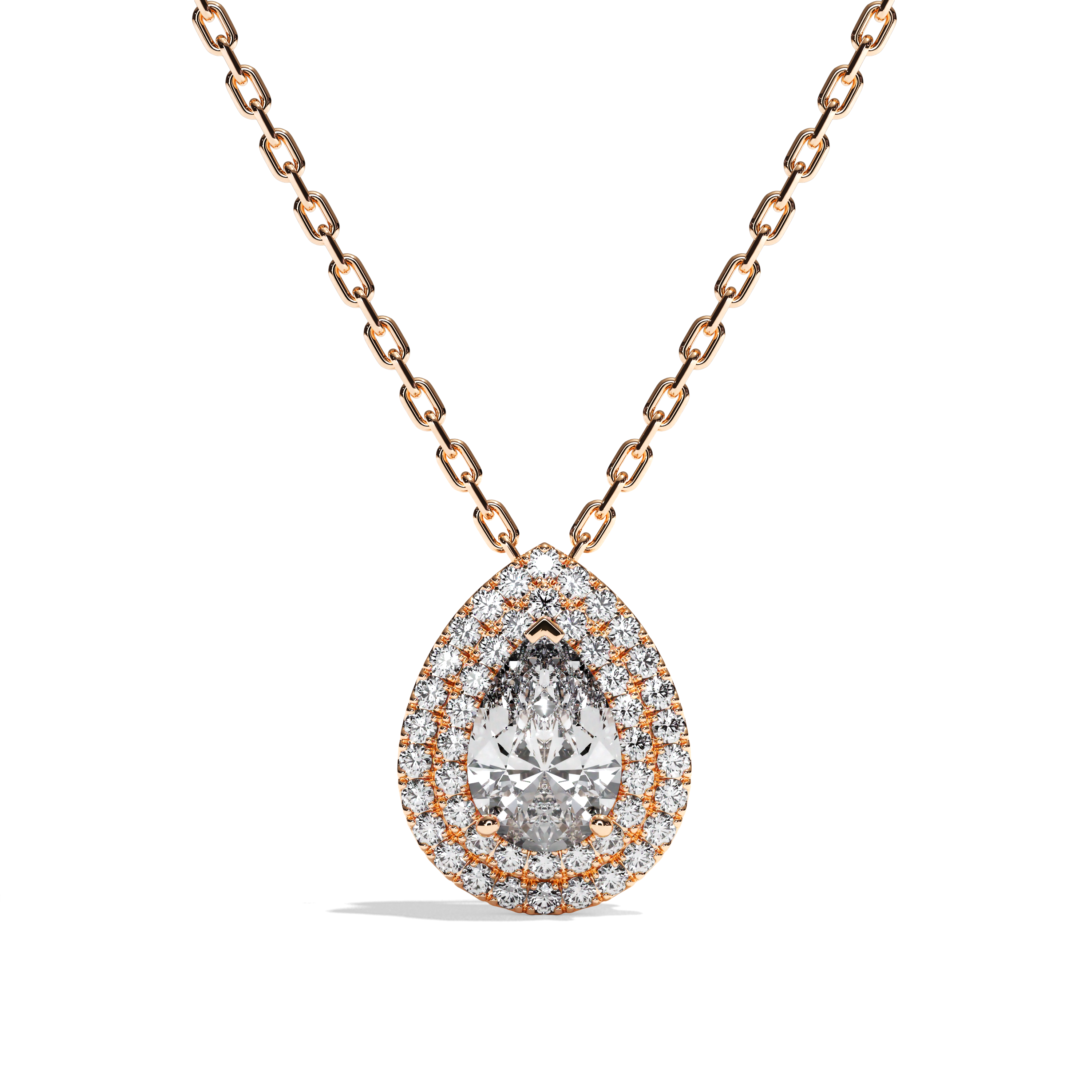 Collier Diamant Poire - Double Entourage - La Sensationnelle