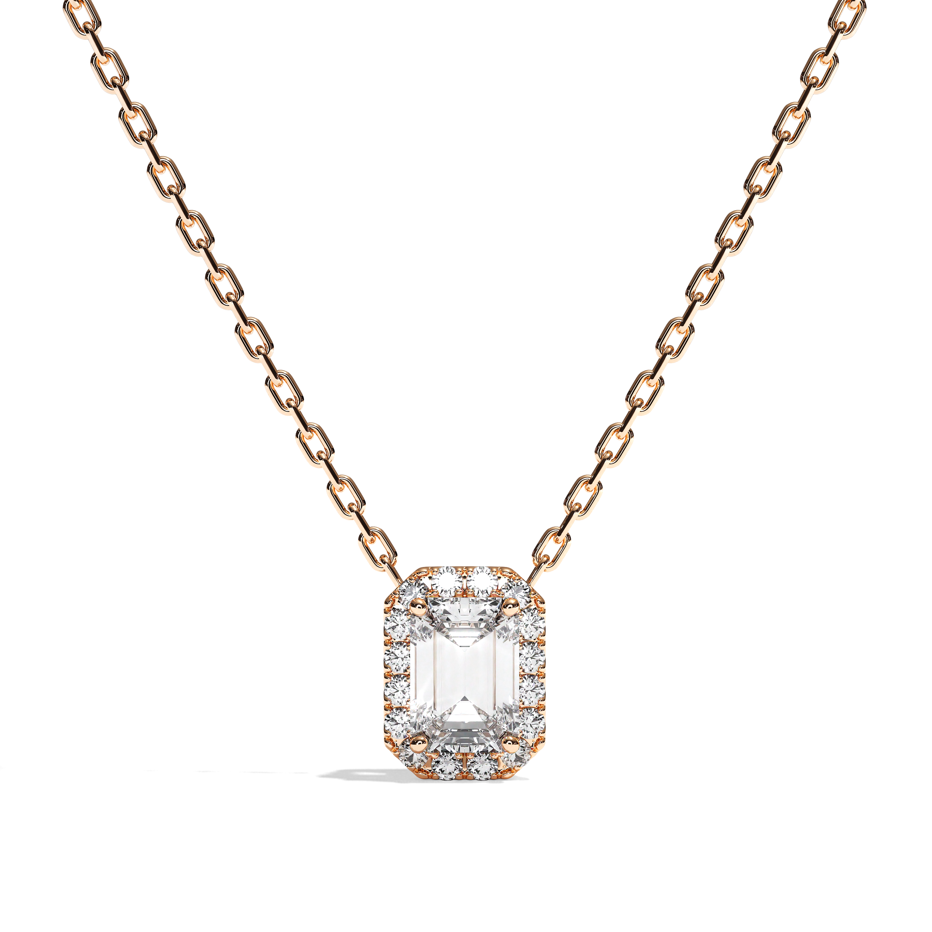 Collier Diamant Taille Emeraude - Simple Entourage -L'Extravertie