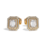 Puces Diamant Taille Emeraude - Double Entourage - La Pétillante
