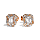 Puces Diamant Taille Emeraude - Double Entourage - La Pétillante