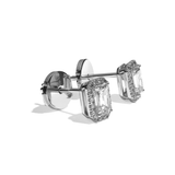 Puces Diamant Taille Emeraude - Simple Entourage - La Sincère