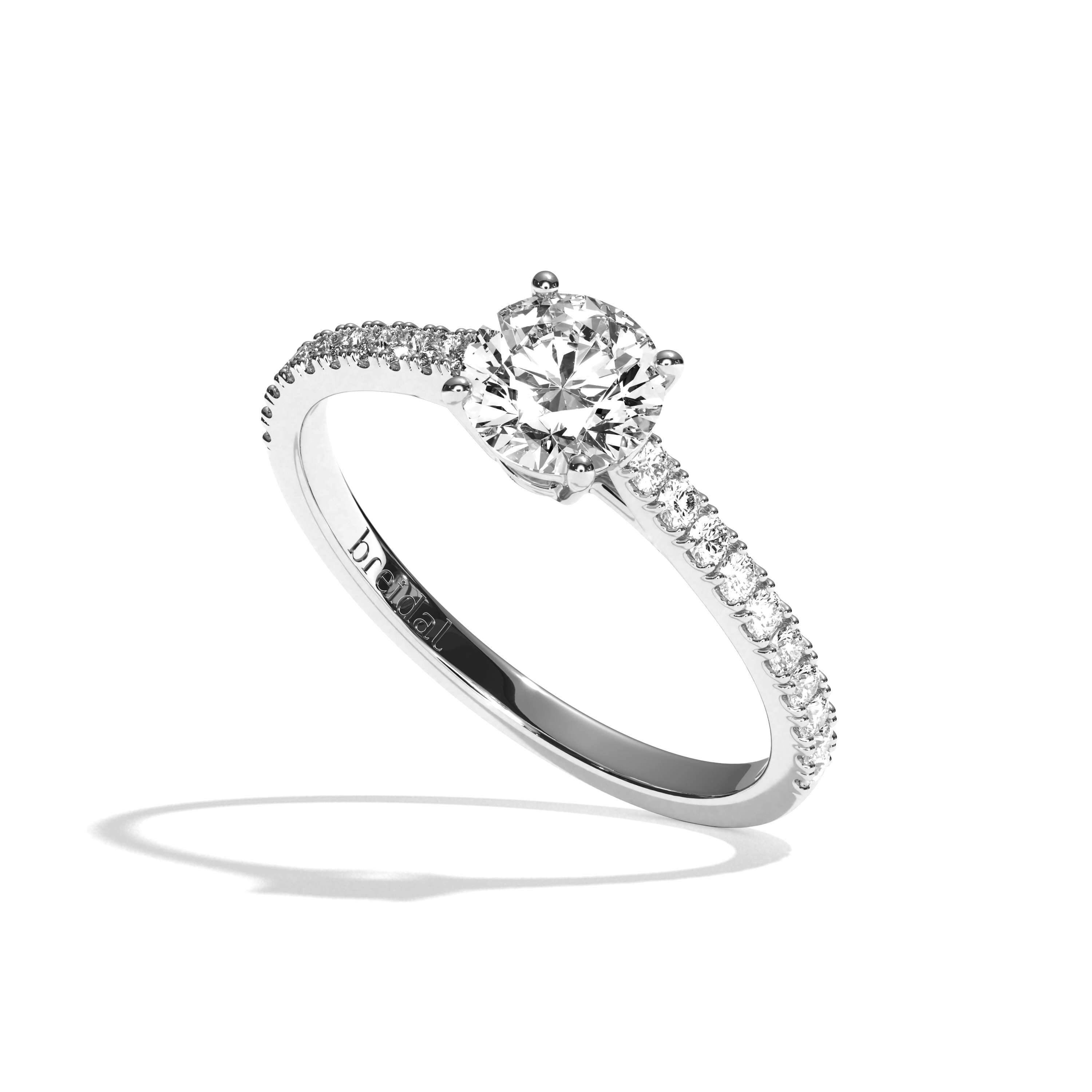 Bague de Fiançailles Pavée - Solitaire Diamant Rond - La Naturelle