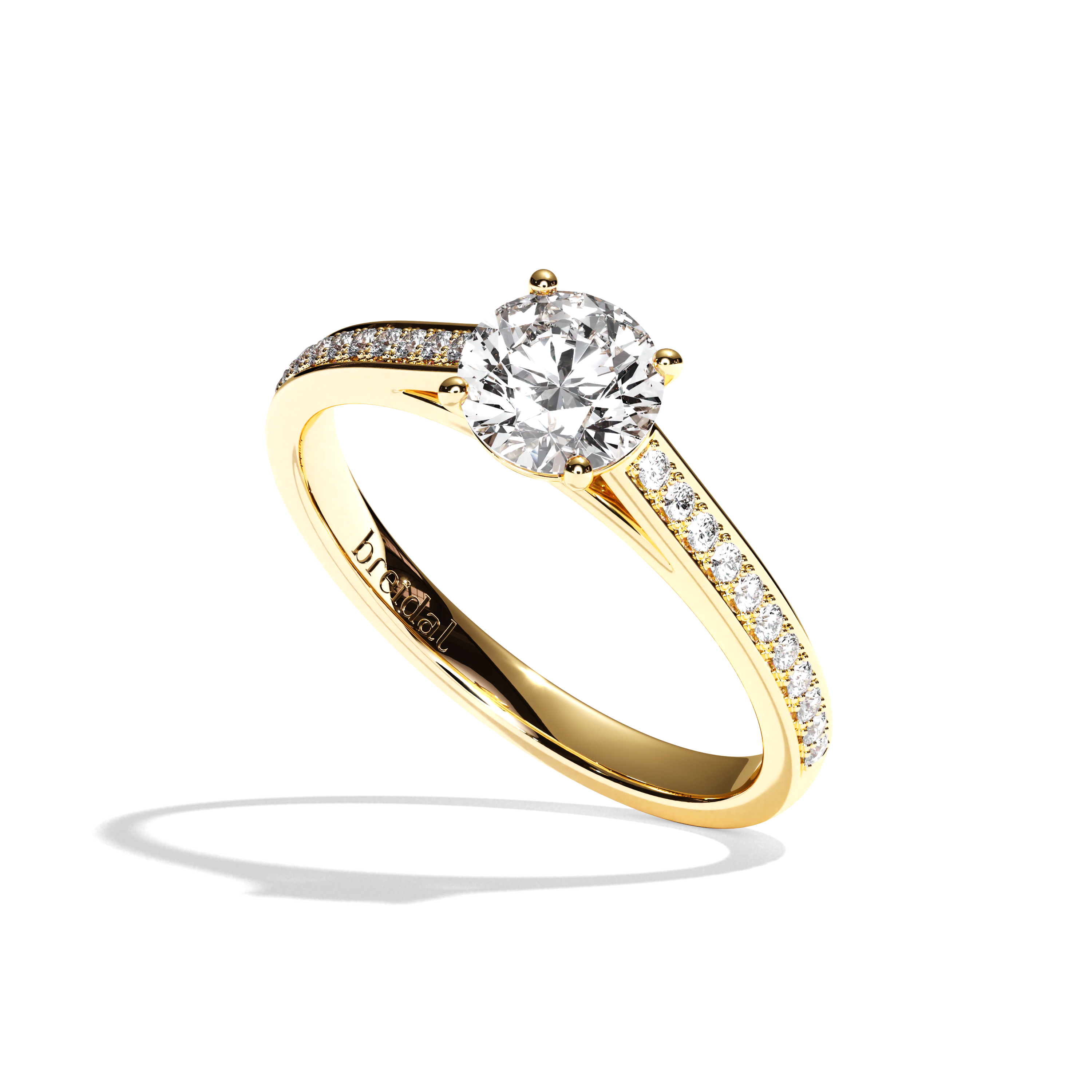 Bague de Fiançailles Pavée - Solitaire Diamant Rond -  L'Éternelle