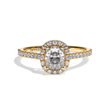 Solitaire Diamant Coussin Pavé - Simple Entourage - L'Étincelante Pavé