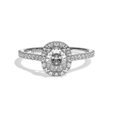 Solitaire Diamant Coussin Pavé - Simple Entourage - L'Étincelante Pavé