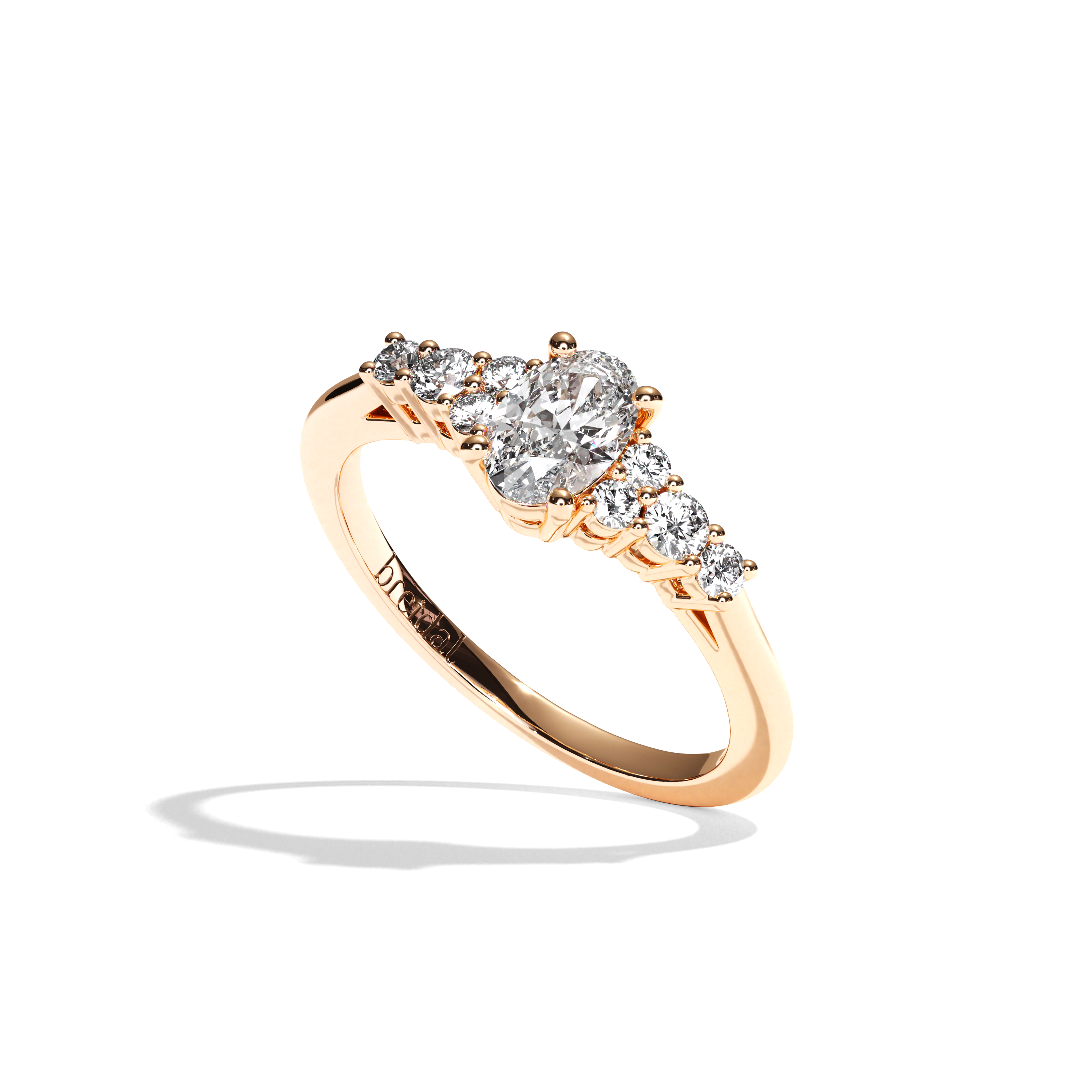 Bague de Fiançailles Pavée Solitaire Femme Diamant Oval L