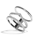 Bague 3 anneaux diamant platine - Epicurienne pavée