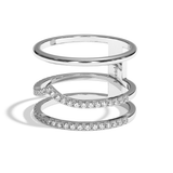 Bague 3 anneaux diamant platine - Epicurienne pavée