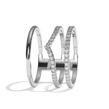 Bague 3 anneaux diamant platine - Epicurienne pavée
