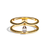 Bague Double Anneau Diamant Poire - Réconfortante