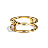 Bague Double Anneau Diamant Poire - Réconfortante