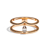 Bague Double Anneau Diamant Poire - Réconfortante