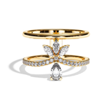 Bague Double Anneau Diamant Poire / Navette - Affectueuse Pavée