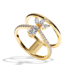 Bague Double Anneau Diamant Poire / Navette - Affectueuse Pavée