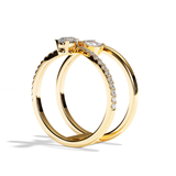 Bague Double Anneau Diamant Poire / Navette - Affectueuse Pavée