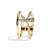 Bague Double Anneau Diamant Poire / Navette - Affectueuse Pavée