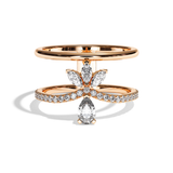 Bague Double Anneau Diamant Poire / Navette - Affectueuse Pavée