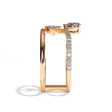 Bague Double Anneau Diamant Poire / Navette - Affectueuse Pavée