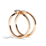 Bague Double Anneau Diamant Poire / Navette - Affectueuse Pavée