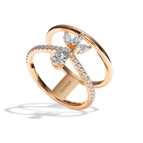 Bague Double Anneau Diamant Poire / Navette - Affectueuse Pavée