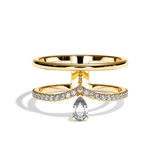 Bague Double Anneau Diamant Poire - Heureuse pavée