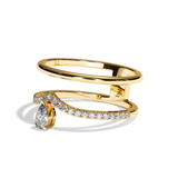 Bague Double Anneau Diamant Poire - Heureuse pavée