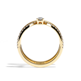 Bague Double Anneau Diamant Poire - Heureuse pavée