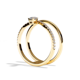Bague Double Anneau Diamant Poire - Heureuse pavée