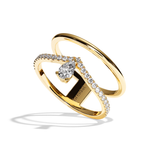 Bague Double Anneau Diamant Poire - Heureuse pavée
