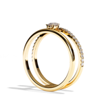 Bague Double Anneau Diamant Poire - Réconfortante Pavée