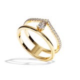 Bague Double Anneau Diamant Poire - Réconfortante Pavée