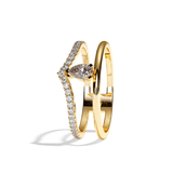 Bague Double Anneau Diamant Poire - Réconfortante Pavée