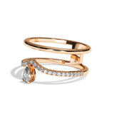 Bague Double Anneau Diamant Poire - Heureuse pavée