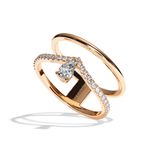Bague Double Anneau Diamant Poire - Heureuse pavée