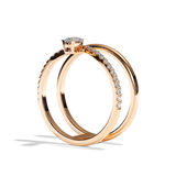 Bague Double Anneau Diamant Poire - Heureuse pavée