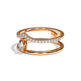 Bague Double Anneau Diamant Poire - Réconfortante Pavée