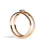Bague Double Anneau Diamant Poire - Réconfortante Pavée