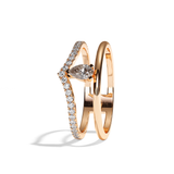 Bague Double Anneau Diamant Poire - Réconfortante Pavée
