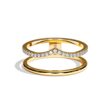 Bague Double Anneau Diamant semi pavée - Réconfortante