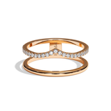 Bague Double Anneau Diamant semi pavée - Réconfortante