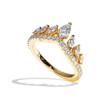 Bague en V incurvée Diamant - Majestueuse Pavée